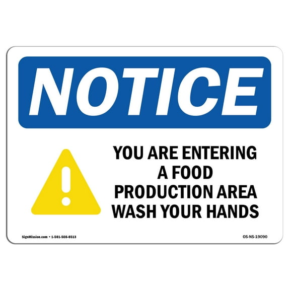 OSHA Notice Sign - You Are Entering A Food Production Sign With Symbol | Decal | Protect Your Business, Work Site | Made in the USA