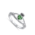 thumbnail image 4 of CHOOSE YOUR COLOR Irish Simulated Emerald Claddagh Heart Ring .925 Sterling Silver Band Green CZ Female Size 7, 4 of 4