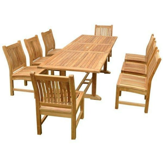 Teak Bahama Sahara 9-Pieces 8' Rectangular Dining Set