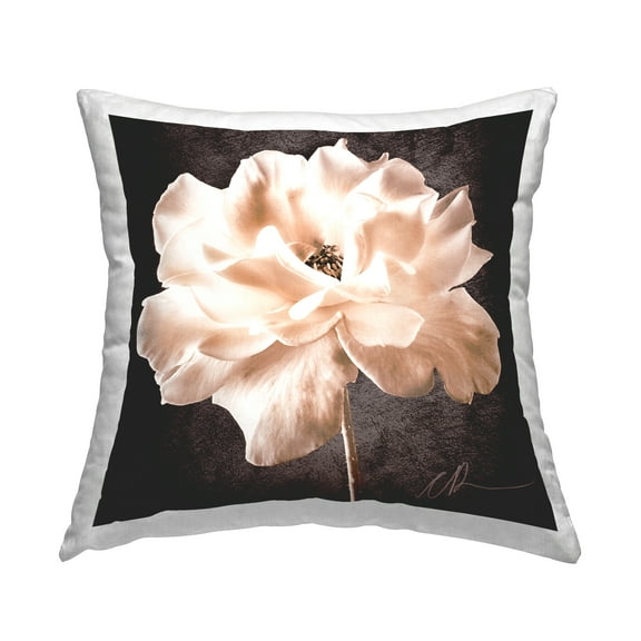 Stupell Industries Dark Blooming Rose Decorative Printed Throw Pillow, 18 x 18