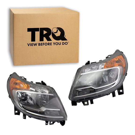 TRQ 2 Piece Headlight Assembly Set Driver & Passenger Side Fits Ram ProMaster 1500 2500 3500 2014-2022 Without Daytime Running Lights CH2502254 CH2503254 4725944AJ 4725944AK 4725945AJ