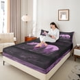 thumbnail image 4 of Homewish Bear Animal Full Size Sheets, Rustic Countryside Bed Sheets, Purple Wooden Plank Cabin Sheet Sets, Ultra Soft Bedroom Decor, 4 Pieces, 4 of 7