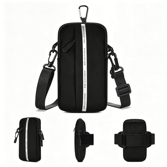 TELOLY 3-In-1 Multi-Function Phone Bag: Sports Armband Small Crossbody Body Bag Outdoor Hanging Pack for Running, Walking, Hiking, Gym, Travel (Fits Iphone & Android)