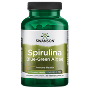 Swanson Std Spirulina Blue-Green Algae 10% Phycocyanin 500 mg 90 Veggie Capsules