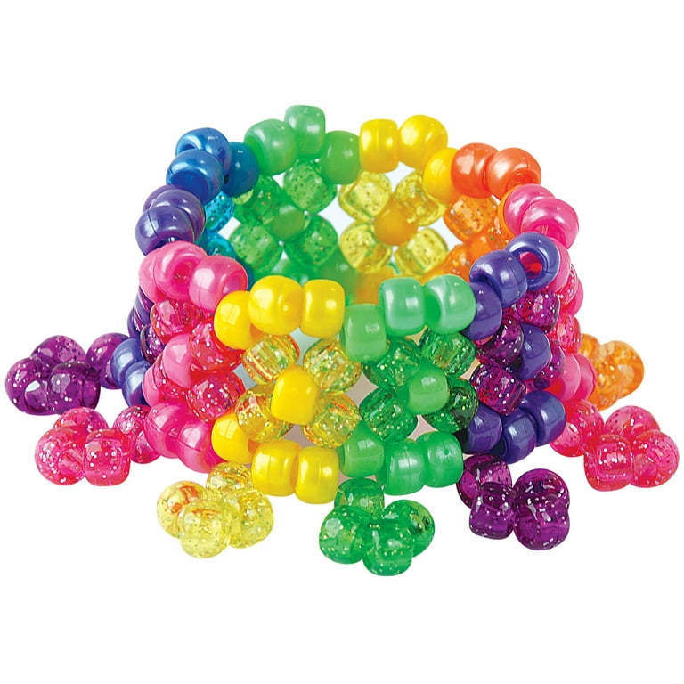 Plastic Pony Bead Shapes Mix, Pearl Colors, 125 beads