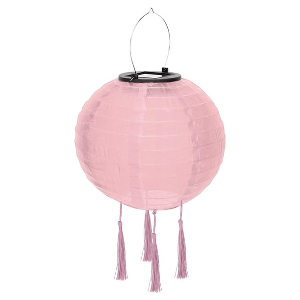 2 lámparas solares de nailon para colgar, impermeables, para decoración de festivales (rosa).