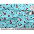 thumbnail image 2 of Soimoi Tissu en Crêpe de Rayonne Bleu Fruits Baies Rouges Tissu Décoratif Imprimé au Mètre 46 Pouces de Large, 2 of 5