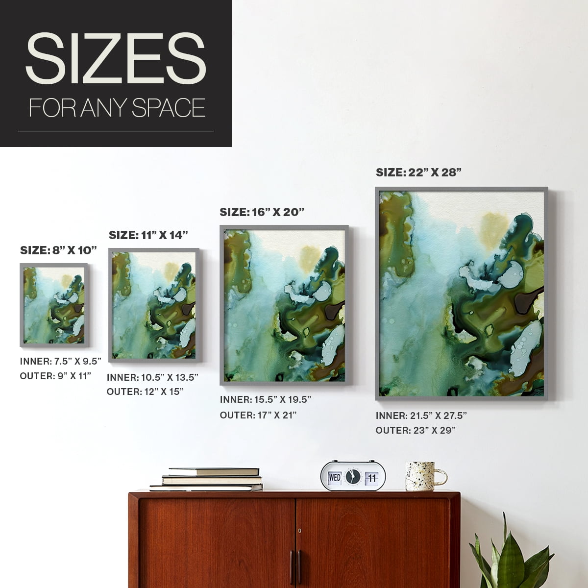 Water and Earth I Framed Print in Gray Solid Wood 22 x 28 Framed Print