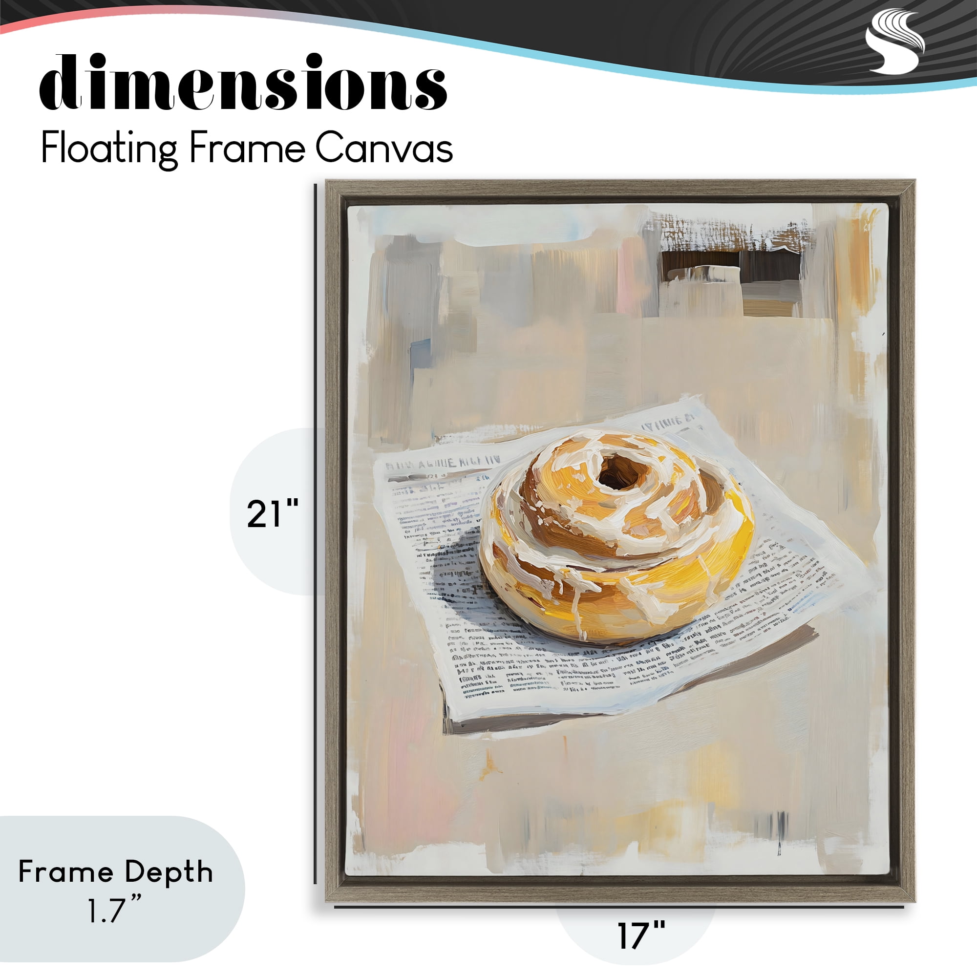 Stupell Industries Cinnamon Roll & Morning Paper Brown Framed Floater Canvas Wall Art, design by The Prints Vibe