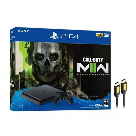 Sony PlayStation 4 Slim Call of Duty Modern Warfare II Bundle Upgrade 2TB HDD PS4 Gaming Console, Jet Black, with Mytrix High Speed HDMI - Large Capacity Internal Hard Drive Enhanced PS4 Console