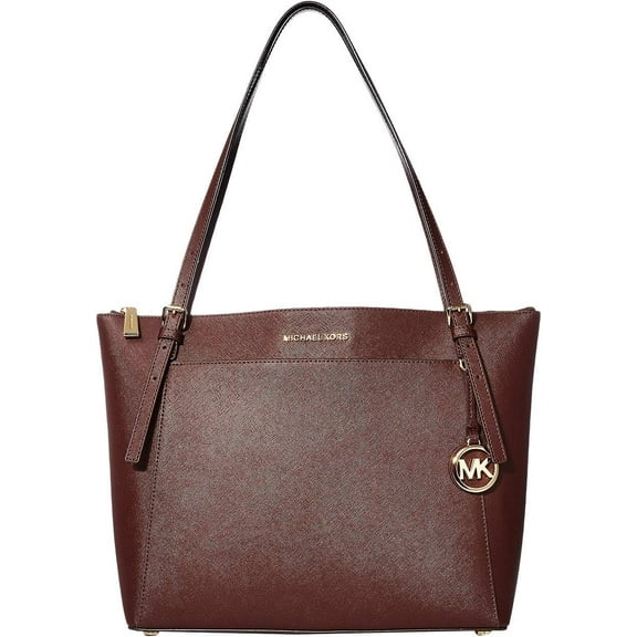 Michael Kors Voyager Large Saffiano Leather Top-Zip Tote Bag, Barolo