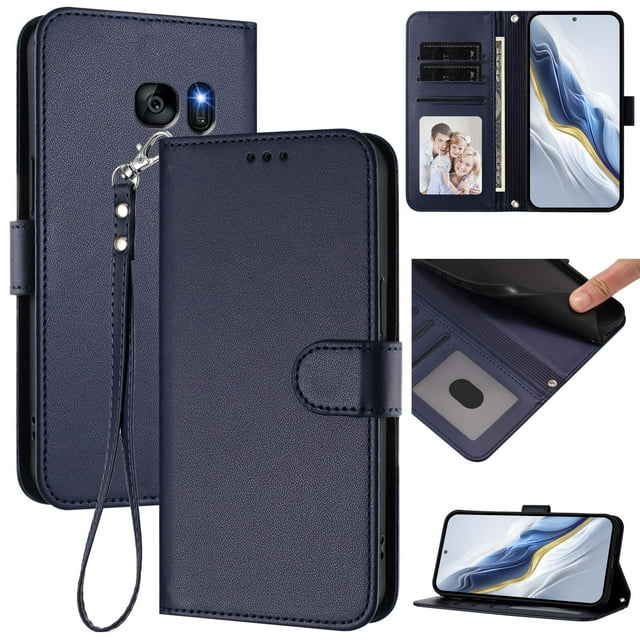 GANGXUN Wallet Case for Samsung Galaxy S7 – Magnetic Closure, RFID Blocking, Wrist Strap, Wireless Charging Compatible