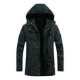 thumbnail image 2 of Brondbend Men Coat Man Jacket Hooded Long Sleeved Zipper Pocket Outerwear Solid Color Stylish Jacket Loose Fit Going out Tops Black, 2 of 4