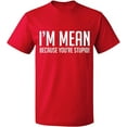 thumbnail image 2 of OXI T-Shirt - I Am Mean Because You Are Stupid, Basic Casual T-Shirt for Men's and Women Fleece T-Shirt Short Sleeve - Red Large, 2 of 3