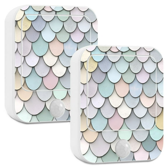 Yayeee LED Night Lights with Motion Detectors Auto Dusk to Dawn Light Sensors, 2 Pack, Light Blue Shimmering Pattern