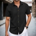 thumbnail image 2 of Mens Dress Shirts Summer Short Sleeve Jacquard Button Down Collared Business Casual Formal Work Shirt, 2 of 6