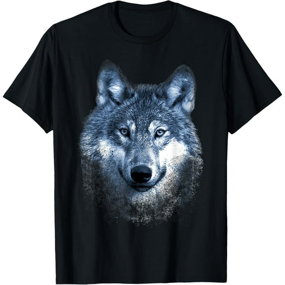 Timber Wolf Face Portrait Distressed Graphic Art Design T-Shirt Shirts