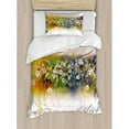 thumbnail image 3 of Watercolor Flower Home Decor Queen Size Duvet Cover Set, Vogue Display Wisteria Violets Wreath Fragrant Plants Herbs Artsy, Decorative 3 Piece Bedding Set with 2 Pillow Shams, Multi, by Ambesonne, 3 of 3