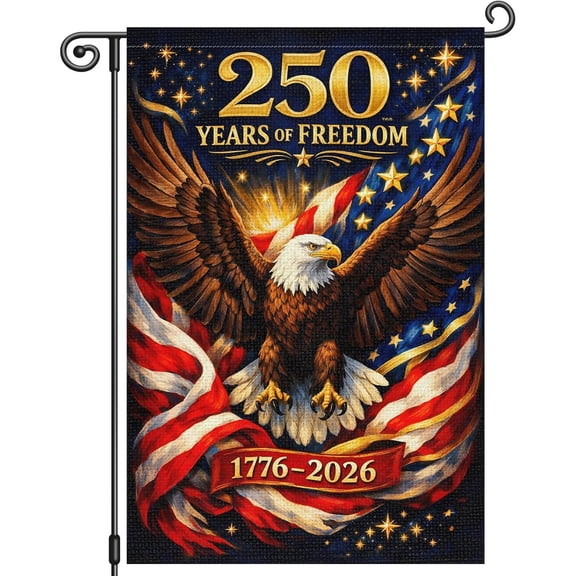 USA 250th Anniversary Flag, 1776-2026 250 Year Patriotic Banner, 250 Years America Double-Sided Garden Flag 12 x 18 Inch