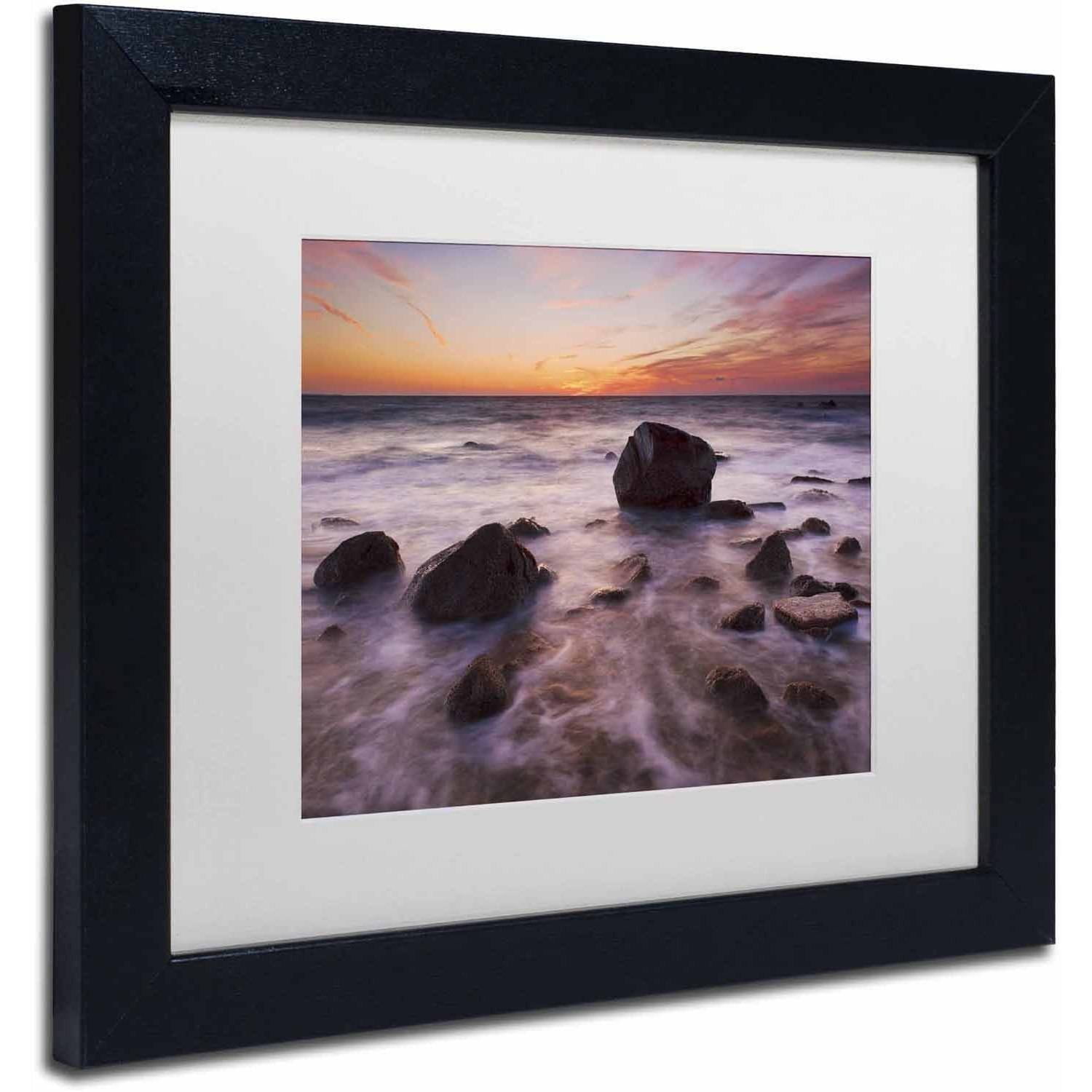 Trademark Fine Art 'Silky Water Rocks' Canvas Art by Michael Blanchette Photography, White Matte, Black Frame