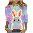 thumbnail image 3 of VgaVtl 3/4 Sleeve Women's Easter Tops Holiday Tie Dye Shirts for Women Casual Loose Festivals Pullover Tops, 3 of 6