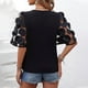 thumbnail image 5 of Karight Tops for Women Trendy Floral Lace Sleeve Round Neck Dressy Blouse Casual Summer Work Business Outfits, 5 of 8