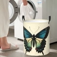 thumbnail image 5 of Haiem Blue Black Butterfly Art Print Laundry Basket, Laundry Hamper, Collapsible Laundry Baskets, Dirty Clothes Hamper, Waterproof with Handles for College Dorm, Family-Medium, 5 of 6