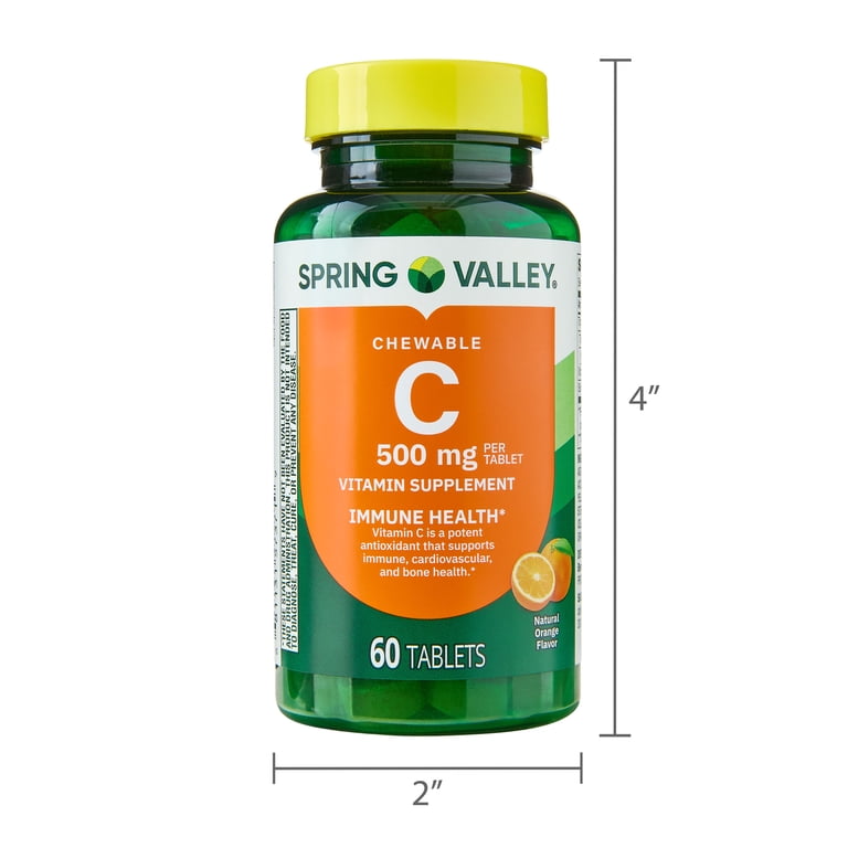 Spring Valley Vitamin C Dietary Supplement, Orange Flavor, 500 mg