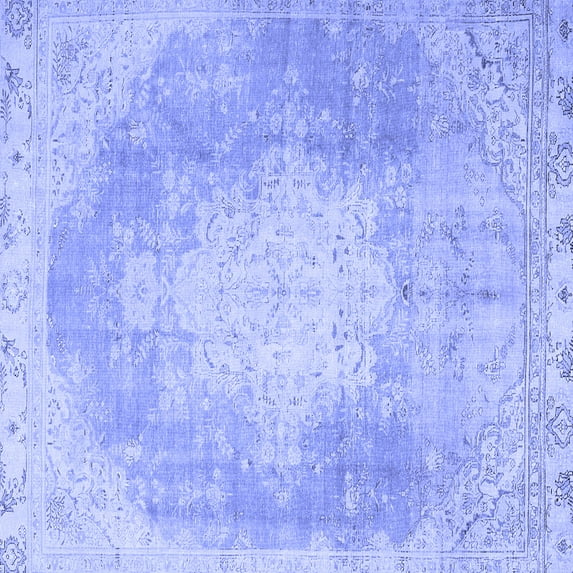 Ahgly Company Machine Washable Indoor Square Persian Blue Traditional Area Rugs, 4' Square