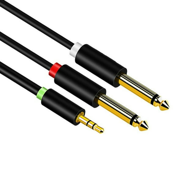 Versatilitys 1/8 to 1/4 Stereo Cable 3.5mm to Double 6.35mm Audios Cable for Music Production and Live Performances