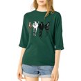 thumbnail image 1 of INSPIRE CHIC Woman's Drop Shoulder 3/4 Sleeves Horse Print Loose Tops, 1 of 4