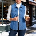 thumbnail image 2 of VBVC Women's Sleeveless Curved Hem Denim Vest , Button Down Jean Vest For Women, S-2XL, 2 of 9