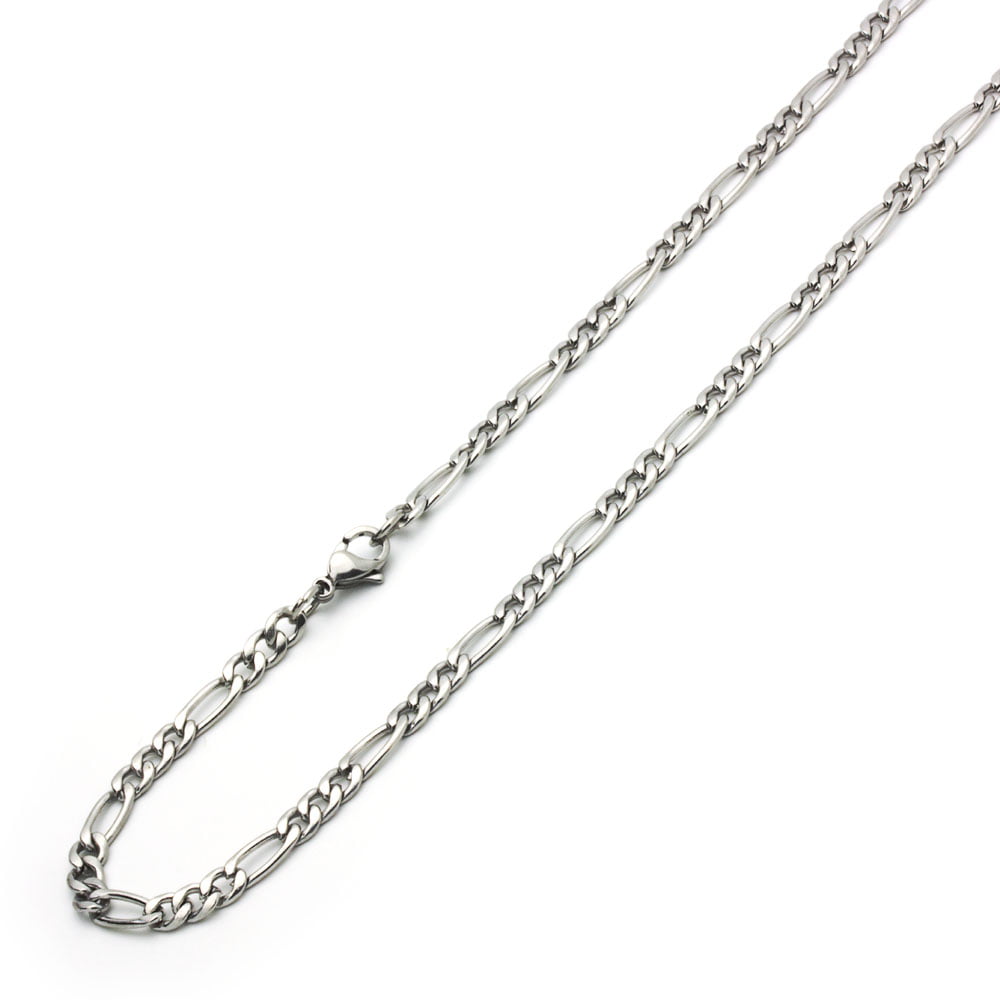 24"MEN's Stainless Steel 4.5mm Silver Figaro Link Chain Necklace Bracelet SETS 