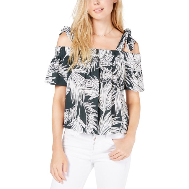 1.STATE Blusa floral con hombros descubiertos para mujer, verde, mediana