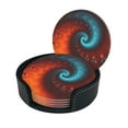 thumbnail image 2 of LNWH Coasters, Orange Swirl Fractal Leather Round Coasters Set of 6 for Kitchen Dining Room Living Room Bar - Tabletop Waterproof and Anti-scald, 2 of 8