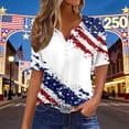thumbnail image 2 of Casual Split Neck T Shirts for Women Plus Size Patriotic 250th Anniversary USA Print Short Sleeve Oversized Tunic Summer Soft Breathable White M, 2 of 5