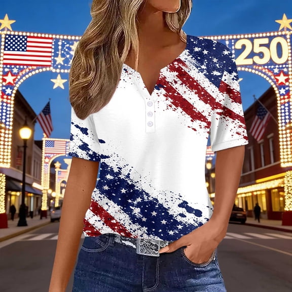 MAIHAN Usa 250th Anniversary T-Shirt Patriotic Shirt 4th Of July Tee Tops Plus Size American Flag Shirts Summer T Shirt Plus Size T Shirts for Women