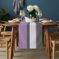 thumbnail image 2 of Purple Morocco Table Runner - 90 Inch Long, Kitchen Dining Table Runner Dresser Scarves, Boho Stitching Pattern Stripes Grey Farmhouse Decor for Coffee Tables Wedding Party Banquet, 2 of 8