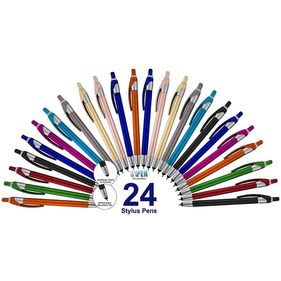 Stylus with Ball Point Pen for iPad Mini, iPad 2/3, new iPad, iPhone 5 4S 4 3GS, iPod Touch, Motorola Xoom, Xyboard, Droid, Samsung Galaxy S IV / S4, Galaxy S III/S3 (24 Pack) …