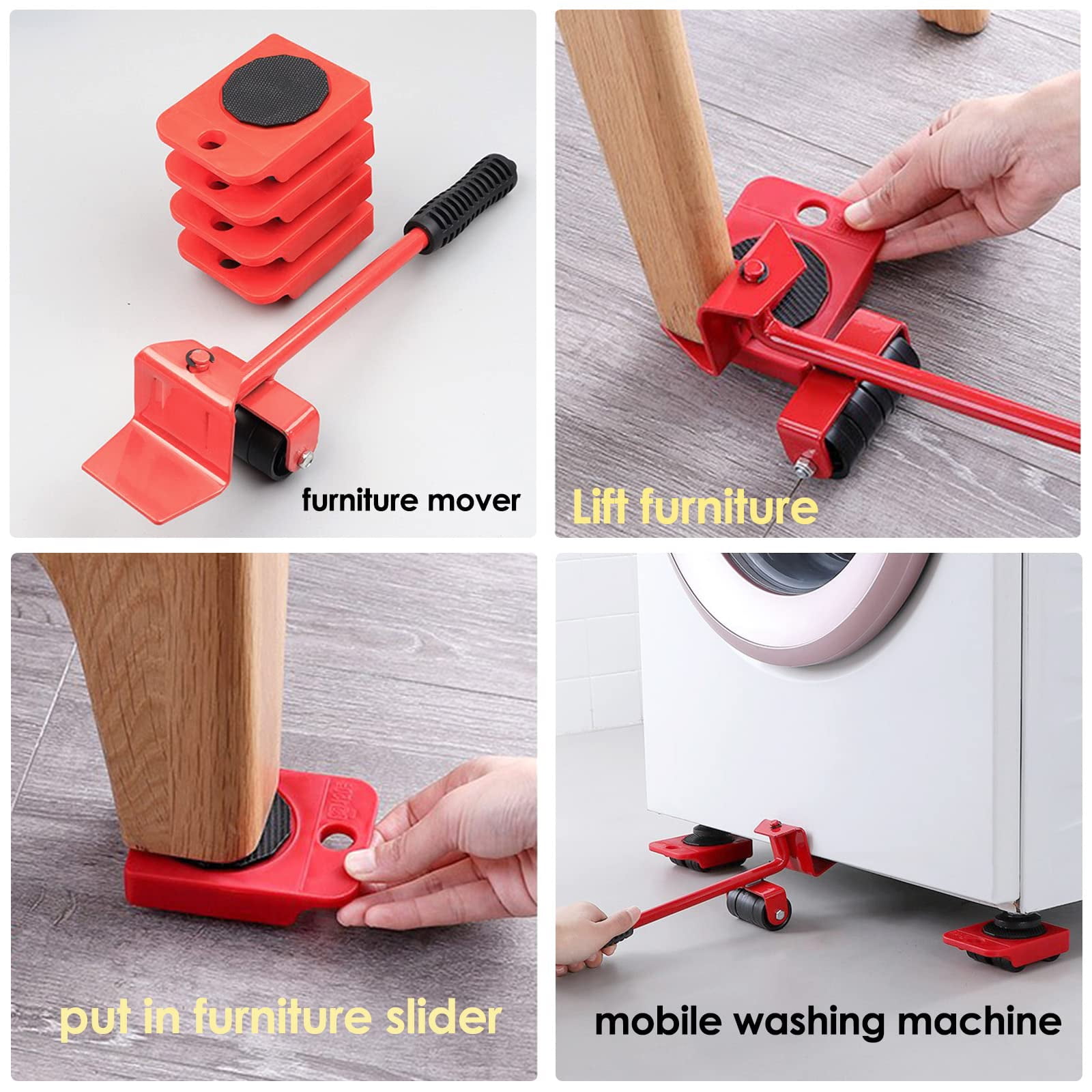 Furniture Lifter Rollers Gravity Heavy Furniture Appliance Lifter Mobile  Mover Sliders Dolly Rollers Arm Tool Set