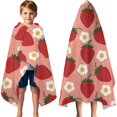 thumbnail image 3 of Strawberry Plants Fruit Flower Pink Pattern Hooded Bath Towel，60"x35" for Ages 3 To 12 Kids, Quick Dry Lightweight Soft Microfiber Hood Beach Towel Cover Up for Kids, 3 of 7