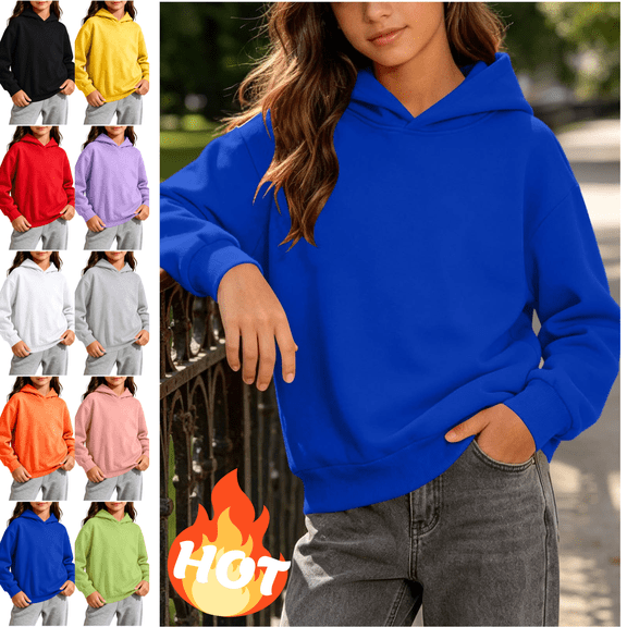 Mifsaly Girls Hoodie Toddler Kids Long Sleeve Hooded Sweatshirt Solid Color Soft Comfortable Everyday Play School Pullover