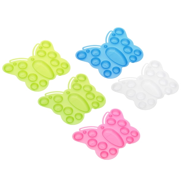 Paleta de pintura de 13 pozos, paquete de 5, paleta de pintura lavable, bandeja de pintura de plástico en forma de mariposa para acuarela