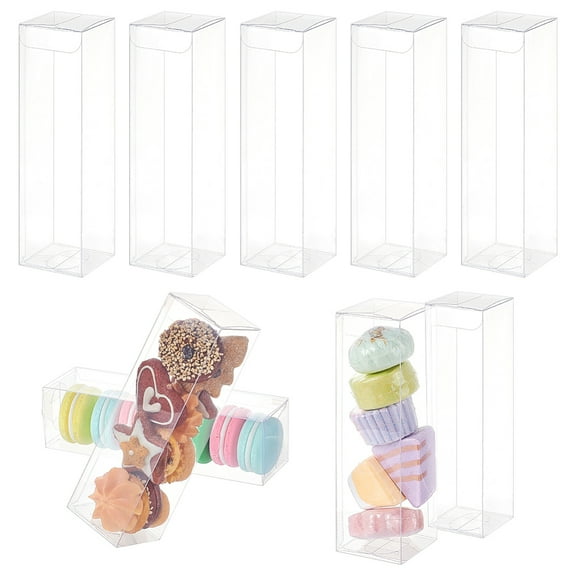 20pcs 20pcs Clear Favor boxes 1.95x1.95x7 Inch Rectangle Wedding Favour boxes PVC Transparent Gift boxes for Cupcakes Candy Chocolate Cake Gift Wrapping Baby Shower