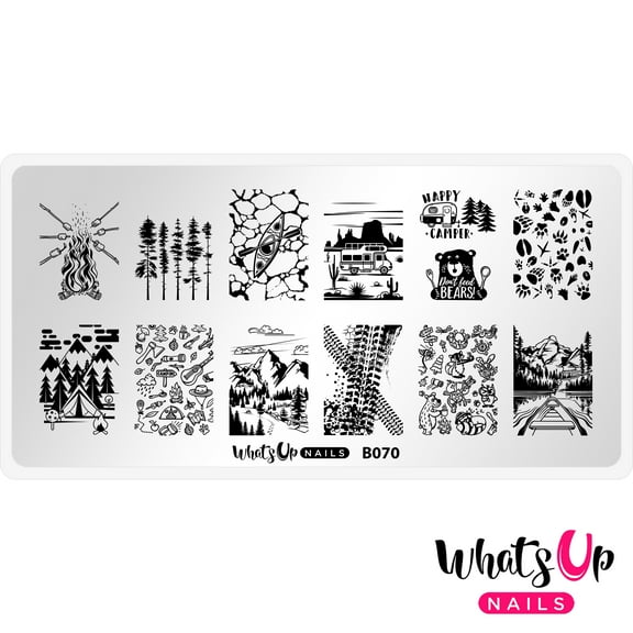 Whats Up Nails B070 Campfire Stories Metal Stamping Plate for Nail Art Design