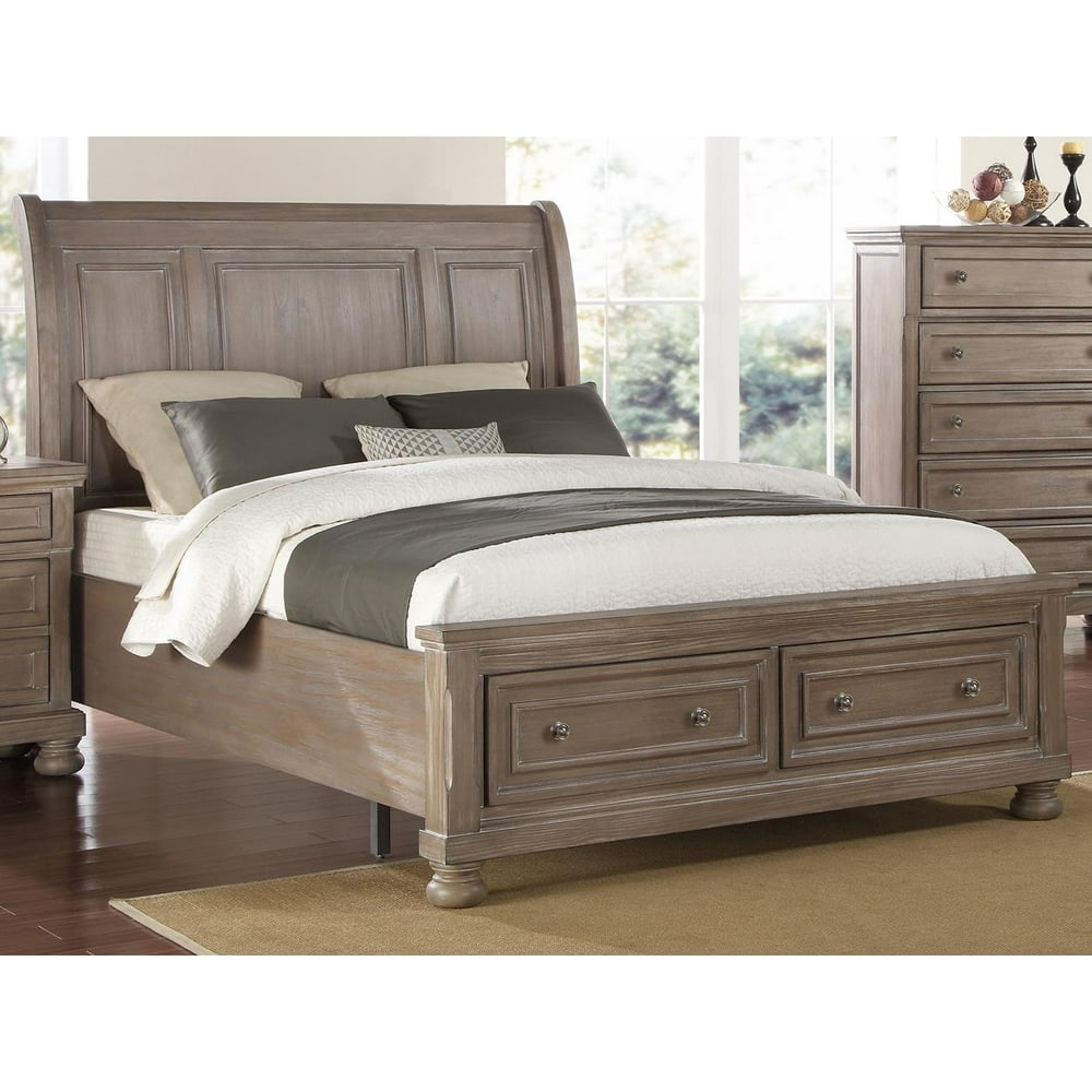 Alabaster Eastern King Storage Bed in Pewter Finish