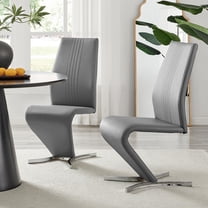 2x Willow Elephant Grey Faux Leather Chrome 'Z' Dining Chairs