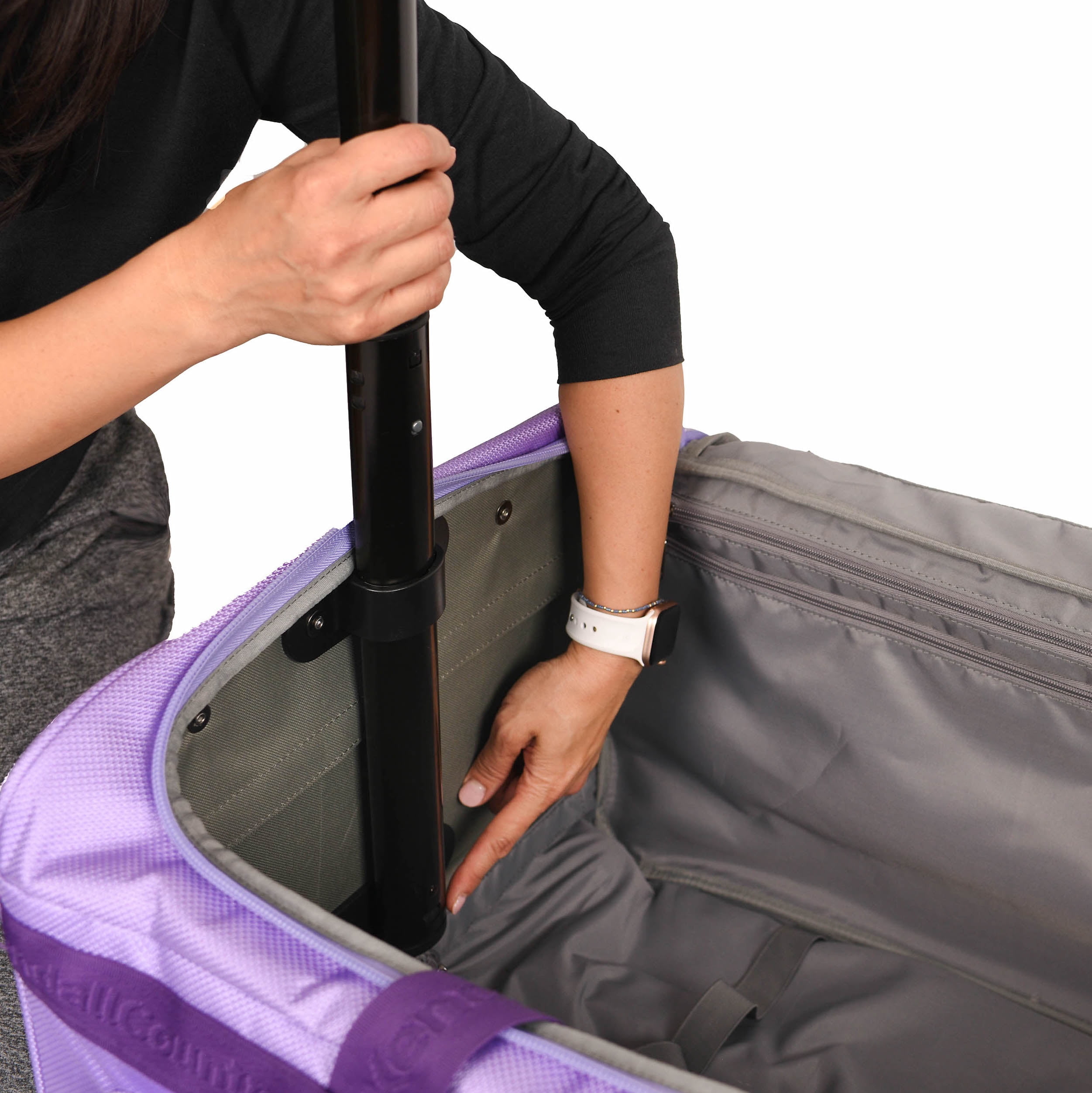 Kendall Country Dance Rolling Duffel with Garment Rack, Lilac, Large, 28-inch