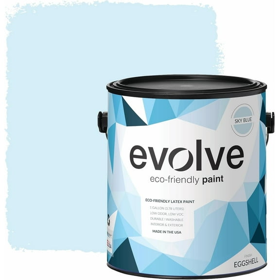 Evolve Latex Paint and Primer, Interior and Exterior Paint, Eggshell Finish, Sky Blue, 1 Gallon