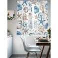 thumbnail image 3 of Blue Beige Coastal Semi Sheer Window Curtains 72 Inches Long, Summer Beach Starfish Shell Nautical Rod Pocket Voile Silky Chiffon Curtain Light Filtering Drapes for Living Room, 52"x72", 2 Panels, 3 of 9